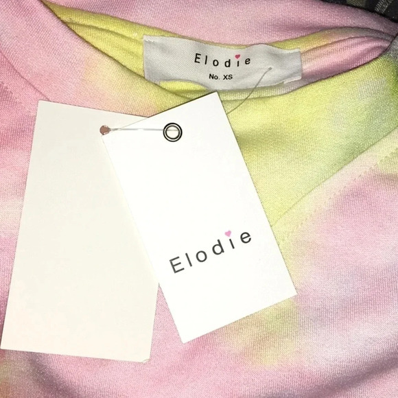 NWT Elodie Pink/Yellow Long Sleeve Cropped Tie Pullover Sweater Size XS - Picture 3 of 3